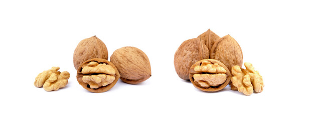 Healthy walnuts isolated on white background