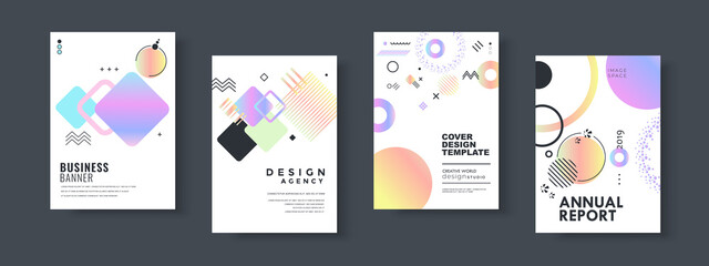 Set of brochure, annual report, flyer design templates. Vector illustrations for business presentation, business paper, corporate document cover and layout template designs	
