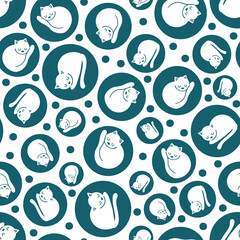 Vector repeat pattern with cute sleeping cats