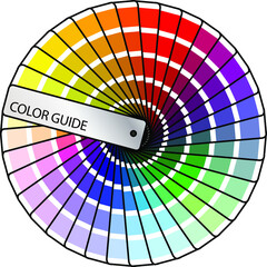 A colorful printing color/ink mixing guide. Full circle,