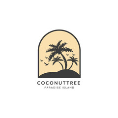 coconut tree vintage logo vector illustration template design