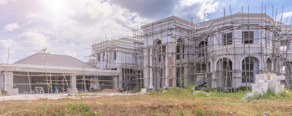 construction residential new house in progress at building site