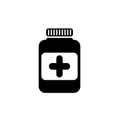 Medicine bottle flat icon. Vector.
