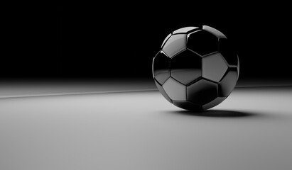 Fototapeta premium soccer ball black and white game background 3d render