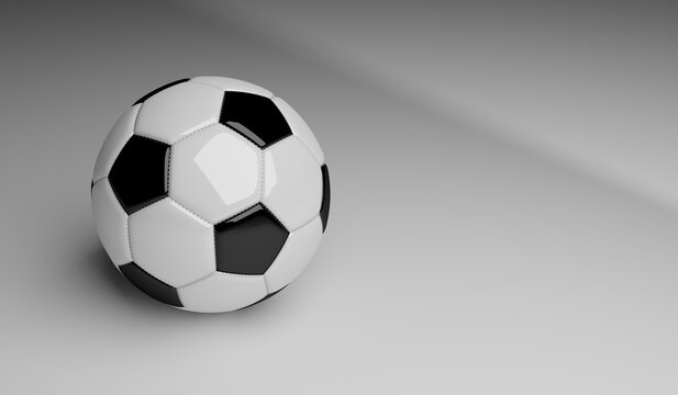 soccer ball black and white game background 3d render