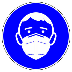 shas672 SignHealthAndSafety shas - german - Gebotszeichen in blau - FFP2 Maskenpflicht. - englisch: mandatory sign - FFP2 respirator - round blue g10121