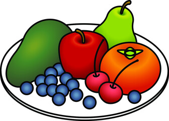Paleo diet component (3 of 5) - fruit and berries. Plate size indicate relative recommended volume. Collect all 5 plates!