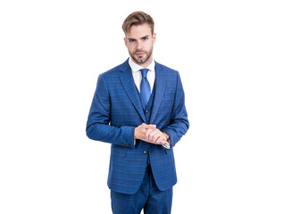 Every man should own a suit. Handsome man isolated on white. Formal fashion. Business style