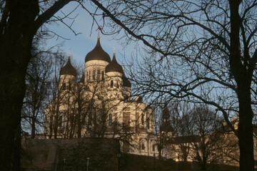 Tallinn (Estland) , Blick zur orthodoxen Aleksander Nevski Kathe - obrazy, fototapety, plakaty