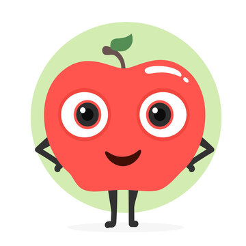 Cute red apple cartoon character.Vector illustration of cute red apple series.