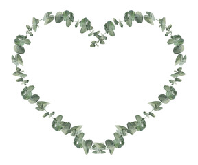 Watercolor hand drawn heart frame with boho flowers. Perfect for invitation and social media.