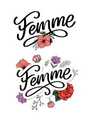 decorative femme text lettering calligraphy 3D brush slogan
