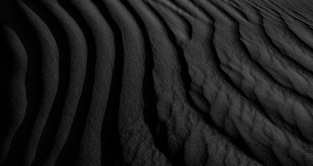 Black and white dark texture of desert sand dunes