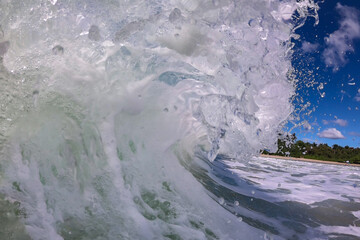 Inside a crashing ocean wave