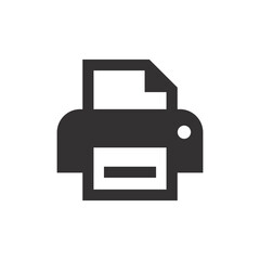 Print button black vector icon. Printer with document printing symbol.