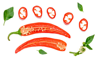 Pepper bitter isolated on a white background , top view