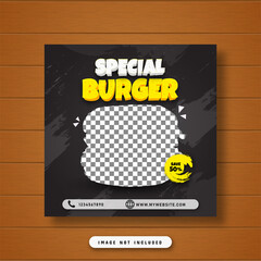 Special burger sale promotion social media post banner