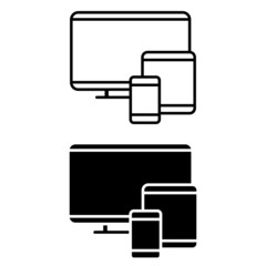 Devices icon vector set. Electronics illustration sign collection. Computers and mobile phones symbol.