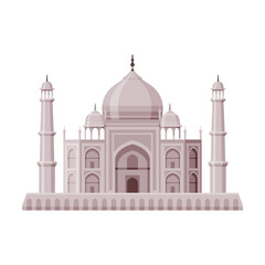 Taj Mahal as Famous City Landmark and Travel and Tourism Symbol Vector Illustration
