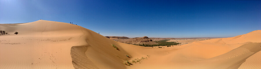 Fototapeta na wymiar Desert Panorama landscape at North Africa Bechar Algeria, sandy Taghit desert