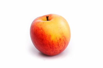 Red and yellow apple on white background
