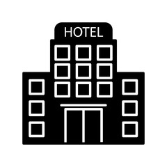 Hotel icon isolated on white background. Simple flat pictogram for business, marketing, internet concep