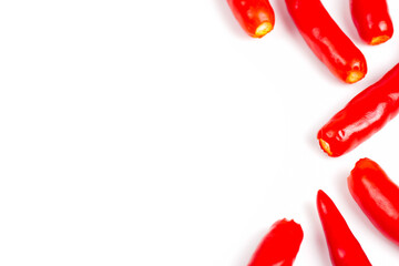 Red chili on a white background.