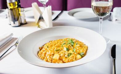 pumpkin risotto in the restaurant