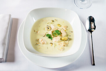 fish soup in the restaurant