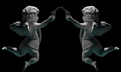 cupid angel for valentines day with  gun 3D render