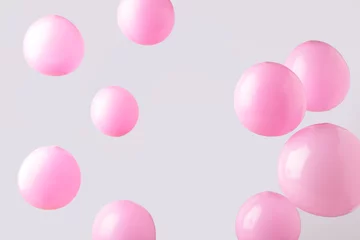 Fotobehang Pink pastel baloons on grey background. Minimalism © Mouse family