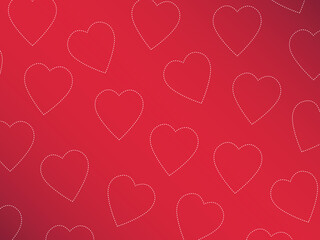 Red heart pattern. Heart vector pattern on red background. 