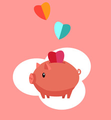  Some love is dropping inside piggy bank, a symbol of saving loved ones love and care, save love in your piggy bank, it might be helpful for future.