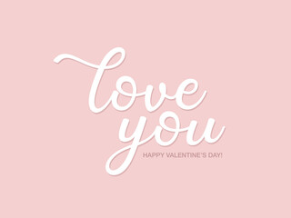 Love you lettering text on pink background.  I Love you lettering text with lettering. 