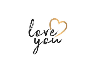 Love you lettering text with heart.  I Love you lettering text with pink heart. 