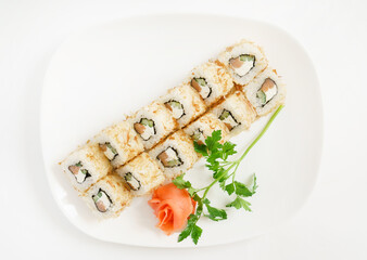 sushi on the white plate