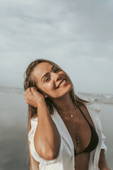 Happy Woman on the Beach, smiling  - Jericoacoara - Ceará