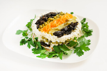 winter salad on the white plate