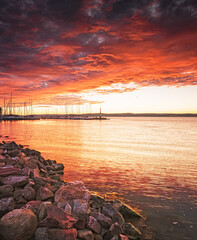 Fototapeta na wymiar Colorful sunset over lake Balaton, Hungary