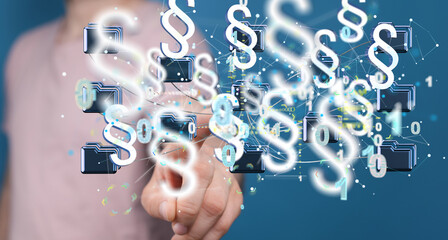 Businessman using 3D rendering digital paragraph law symbol