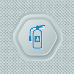 Fire Extinguisher sign. Single line icon on white background. button on white