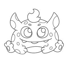 Cute Little Monster bw illustration vector EPS10