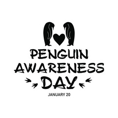 Penguin Awareness Day january 20 on white background. Vector illustration. For banner, poster.