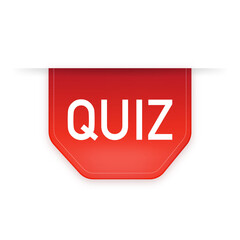 Quiz red ribbon isolated on white background. Red label, banner for any purposes. Vector illustration.
