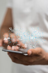 data Internet infrastructure concept. Abstract technology background. 3D rendering.