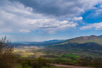 Achajur village with its surroundings and Aghstev reservoir, Armenia-azerbaydjan state border