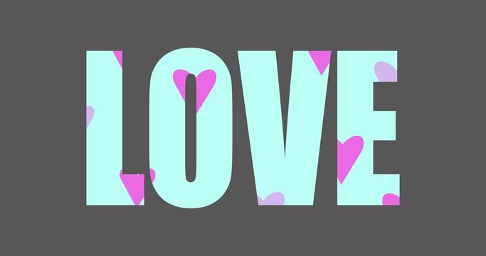 LOVE text, I love you in different colors on a white background. Animation love	
