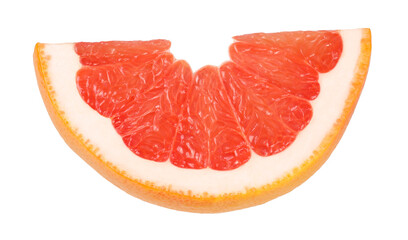The cut grapefruit with leaves isolated on white background