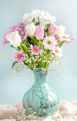 spring flowers in a pretty vase
