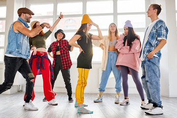 modern dancers dancing in the dance studio, brakedance and hi-hop. sport, dancing and urban culture...